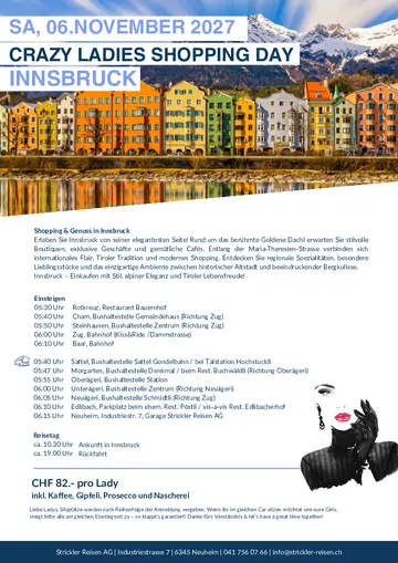 Vorschau Reiseprogramm Crazy Ladies Shopping Day Innsbruck