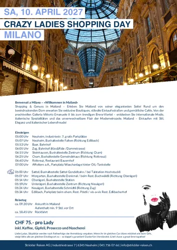 Vorschau Reiseprogramm Crazy Ladies Shopping Day Milano