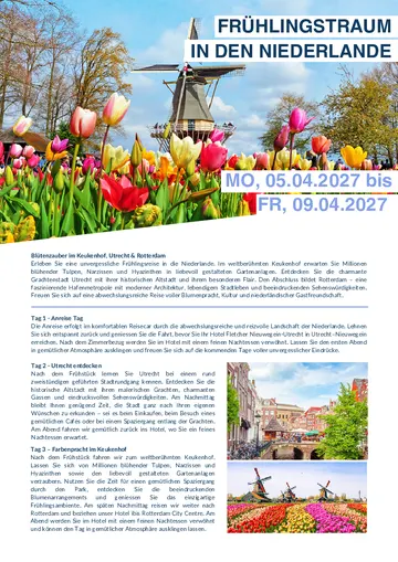 Vorschau Reiseprogramm Frühlingstraum in den Niederlande