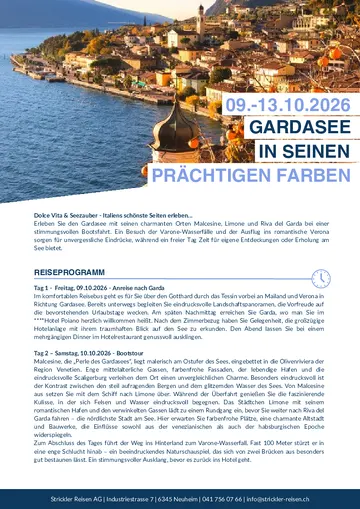 Vorschau Reiseprogramm Reise an den Gardasee