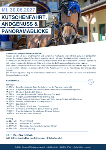 Vorschau Reiseprogramm Kutschenfahrt, Landgenuss & Panoramablicke