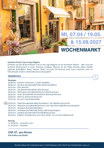 Vorschau Reiseprogramm Luino Wochenmarkt