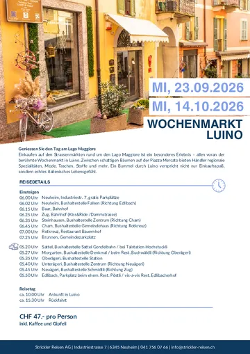 Vorschau Reiseprogramm Luino Wochenmarkt