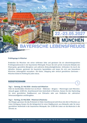 Vorschau Reiseprogramm Bayerische Lebensfreude München