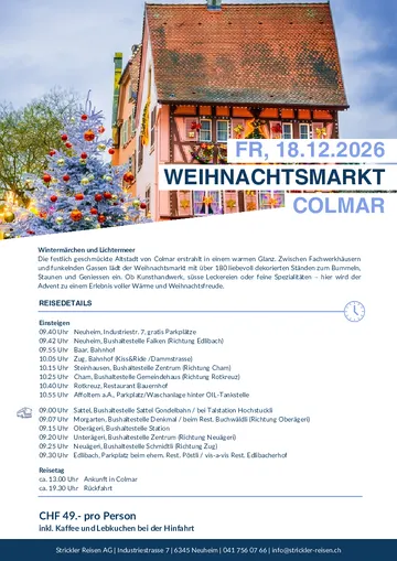 Vorschau Reiseprogramm Weihnachtsmarkt in Colmar