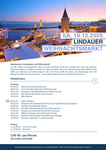 Vorschau Reiseprogramm Weihnachtsmarkt Lindau