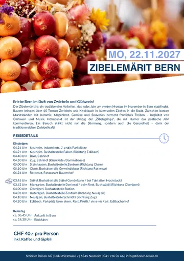 Vorschau Reiseprogramm Zibelemärit Bern